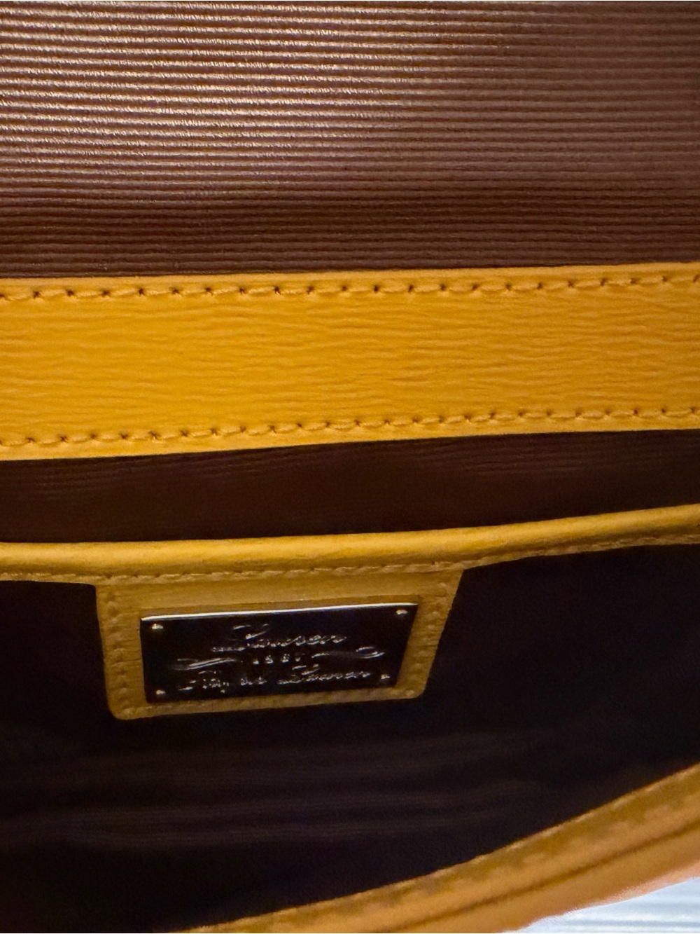 Lauren Ralph Lauren Yellow Leather Crossbody with Chain Strap - Picture 4 of 5